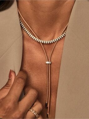 Melanie Auld Pave Slip Lariat Necklace